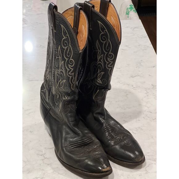 Justin Women’s Leather Western Cowboy Boots Pull On Riding Barn Size 11 Brown - Picture 1 of 8